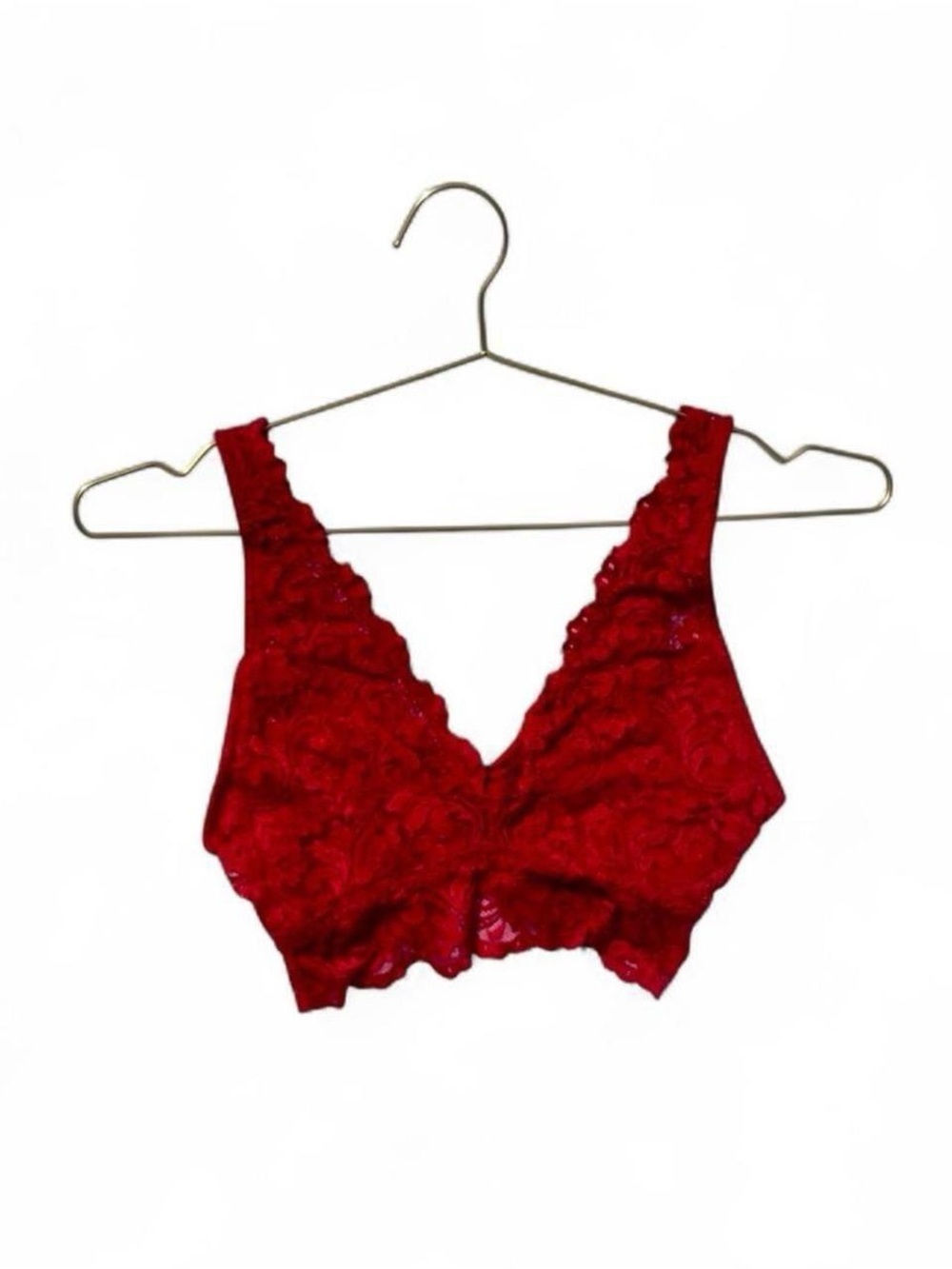 Cherry Red Lace Bralette Crop Top Coquette Boho Whimsigoth Size XS